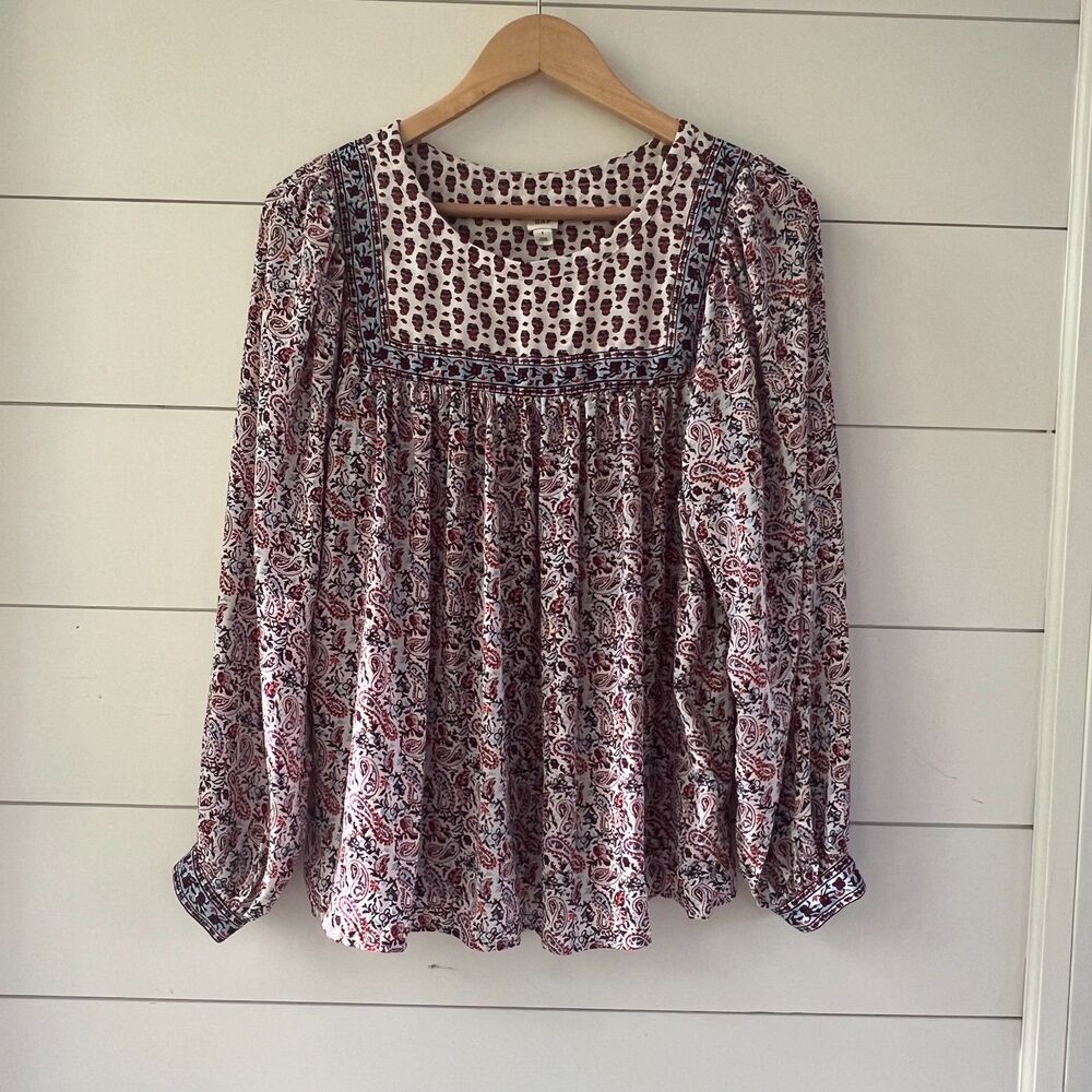Peasant Boho Blouse Top with Puff Sleeves Gap Women's Small